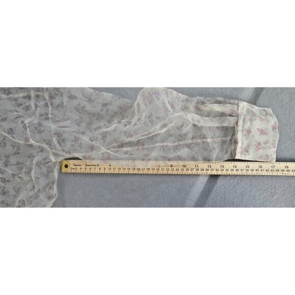 Zara XS Sheer Floral Organza Button-Up Blouse NWT Lightweight Dressy Top - Picture 13 of 16